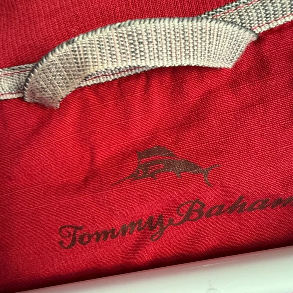 Tommy Bahama Mens XL Red Pima Cotton Tencel Blend Quarter Zip‎ Pullover Sweater